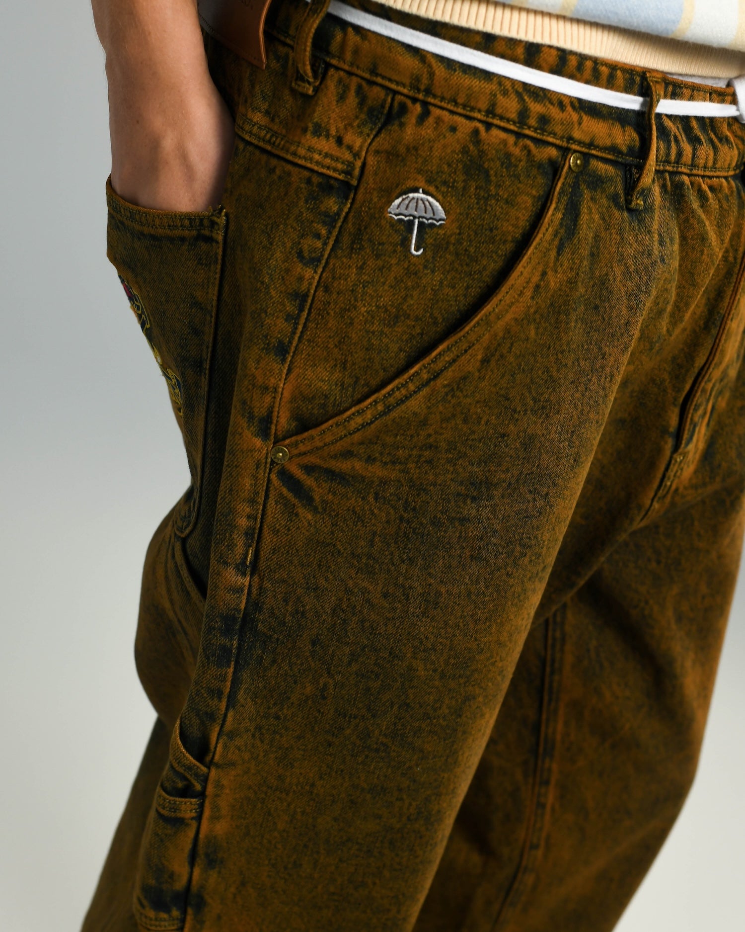 BRONY UTILITY JEANS PANTS WASHED BROWN