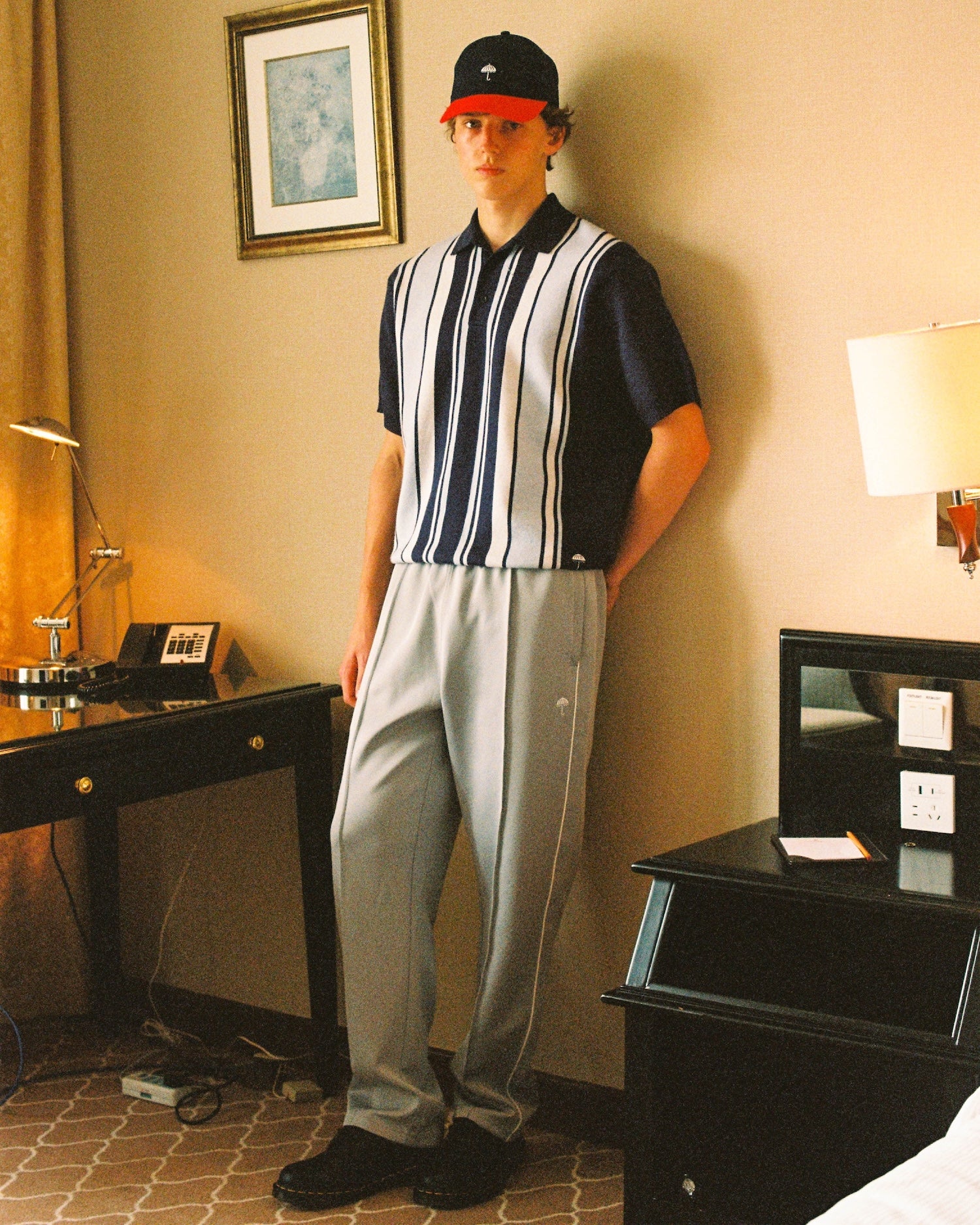 CLASSIC PLEATED TRACKSUIT PANTS LIGHT GREY