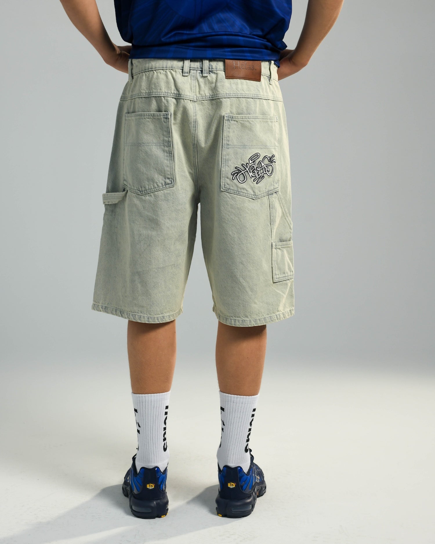 DOUBLE KNEE JEANS SHORTS LIGHT BLUE