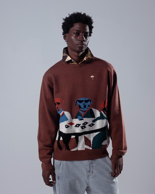 POKER DOGS CREWNECK KNIT BROWN_25771.jpg