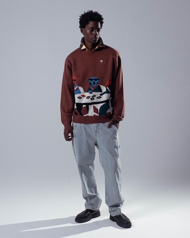 POKER DOGS CREWNECK KNIT BROWN_25772.jpg