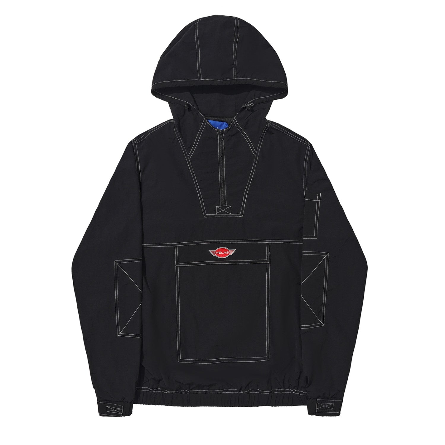 トップス studs layered zip cut sew SEAMS QUARTER ZIP JACKET BLACK | HÉLAS