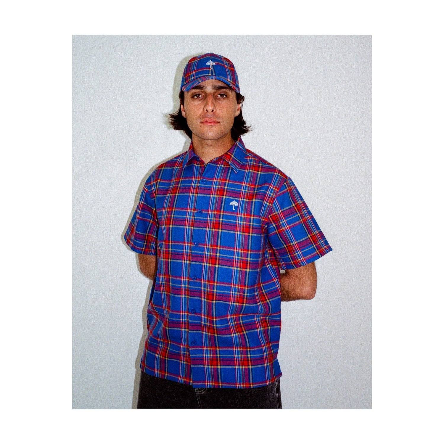 LAURENT CAP CHECKED BLUE