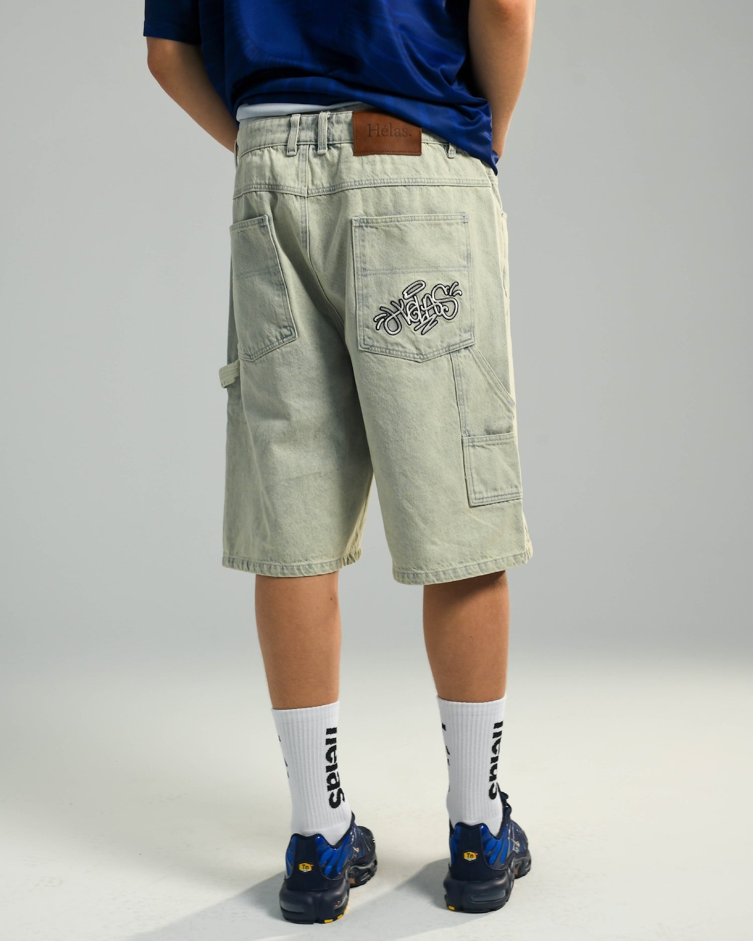 DOUBLE KNEE JEANS SHORTS LIGHT BLUE