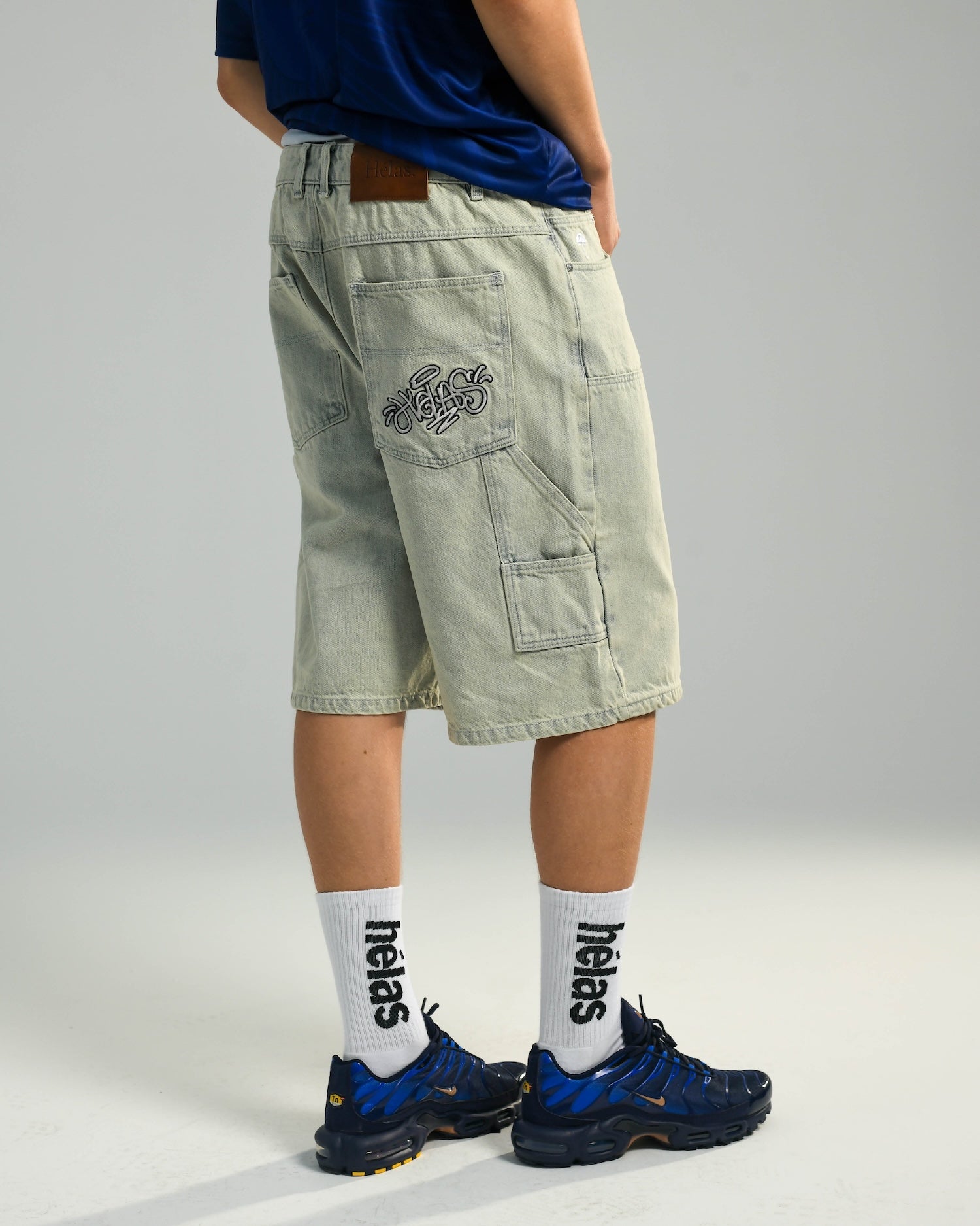 DOUBLE KNEE JEANS SHORTS LIGHT BLUE