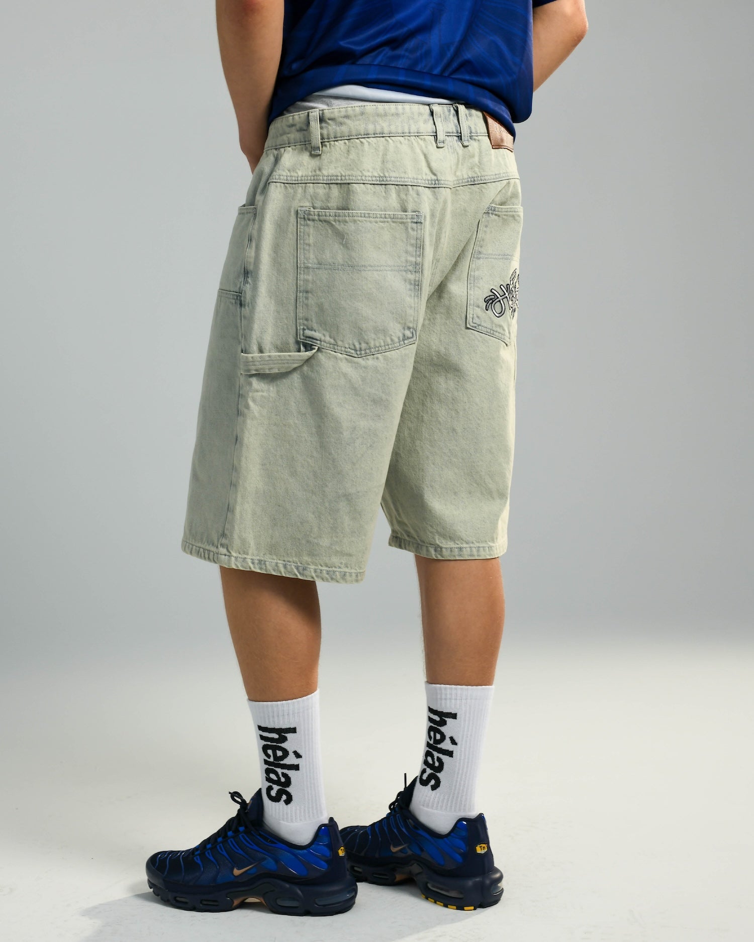 DOUBLE KNEE JEANS SHORTS LIGHT BLUE