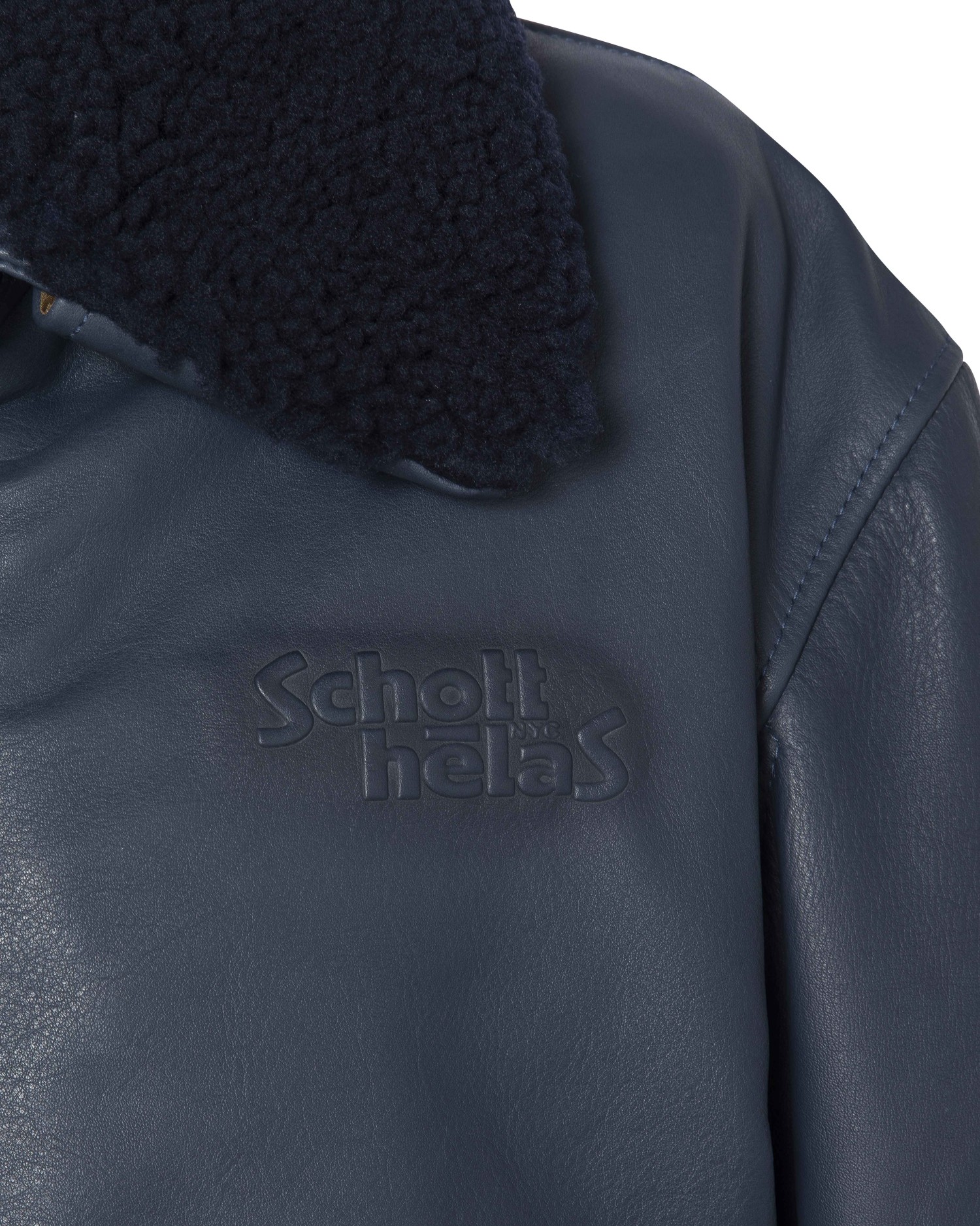 Schott Leather jacket - navy/off white/dark blue 